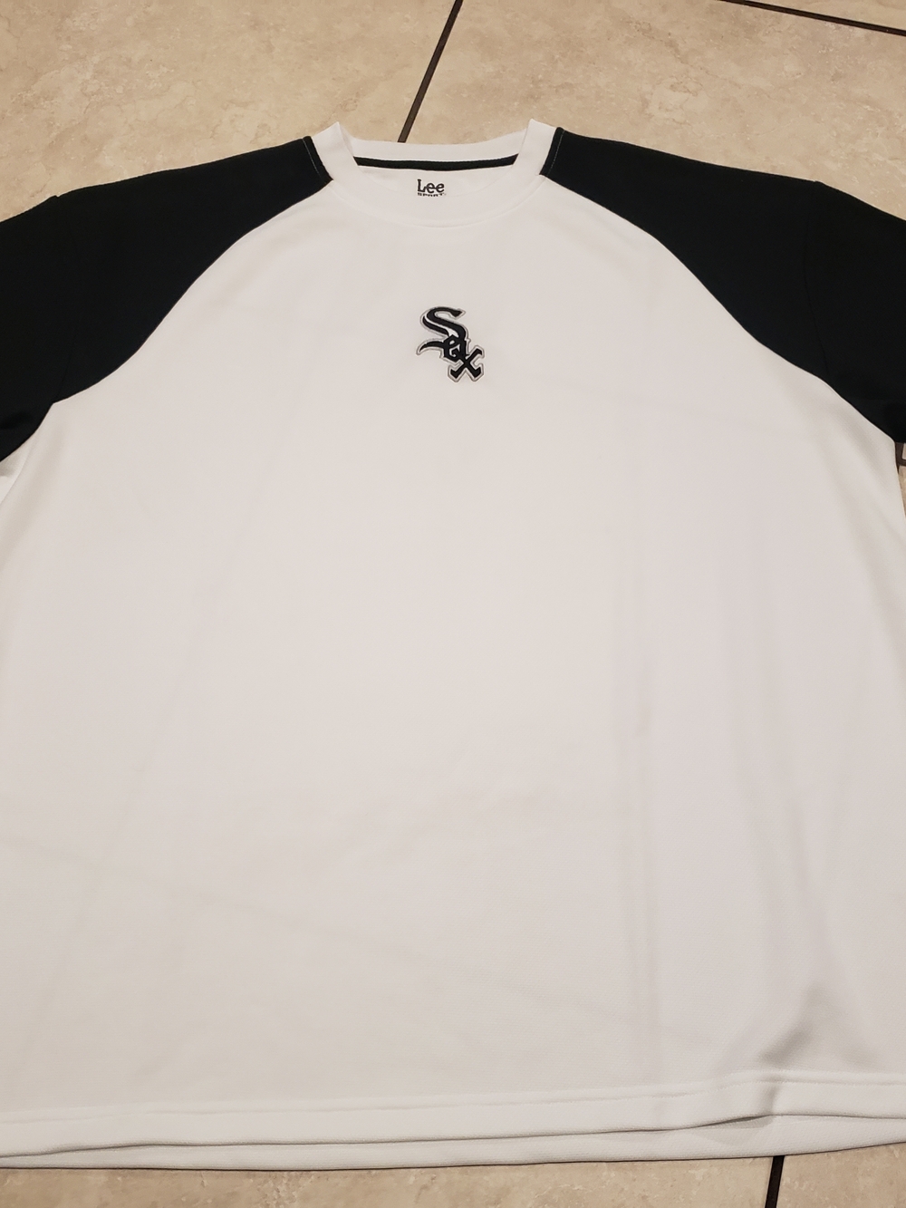 Lee White and Black Raglan Short Sleeve Tee with Embroidered Logo